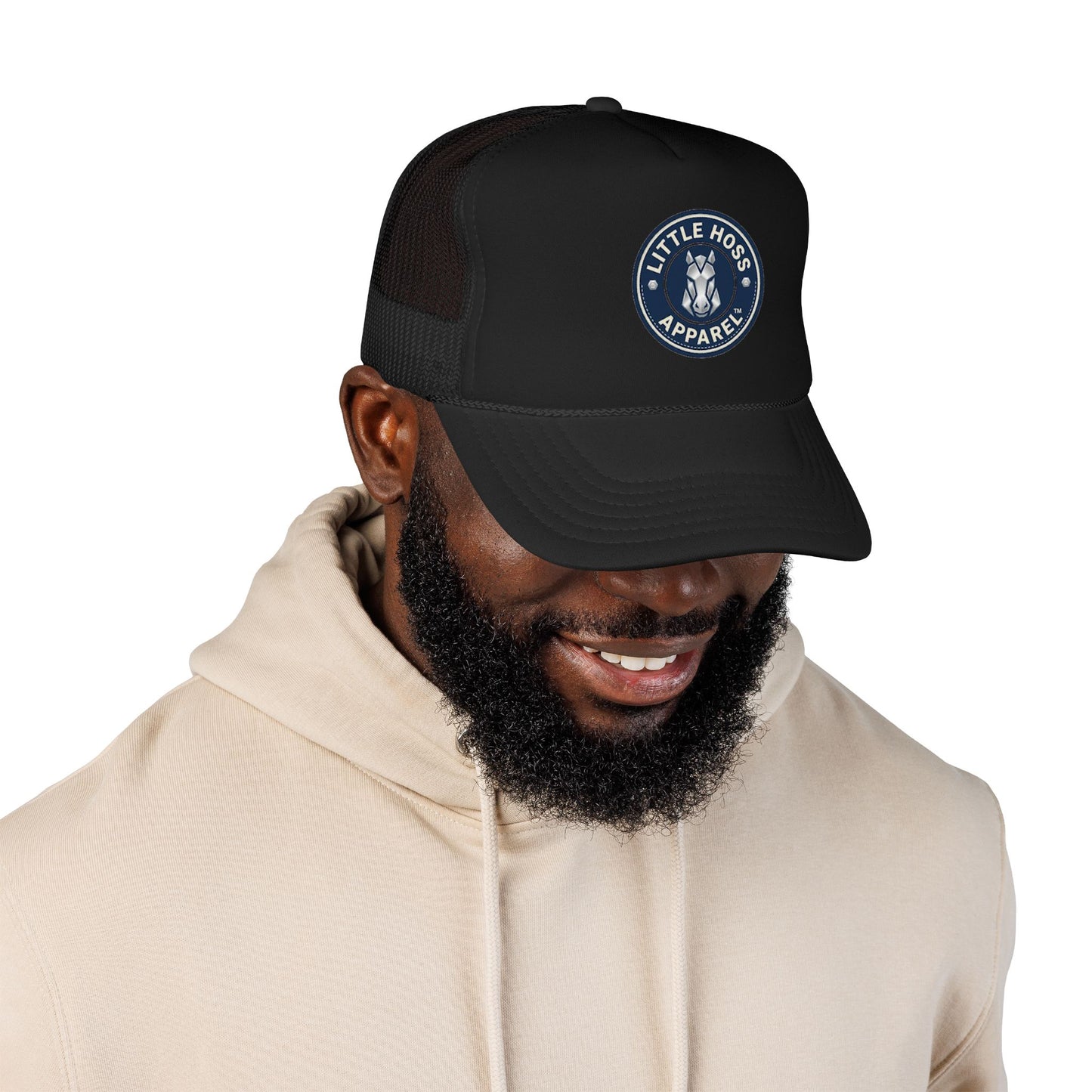 Little Hoss Apparel Trucker Hat — Vintage Patch Foam Mesh Cap