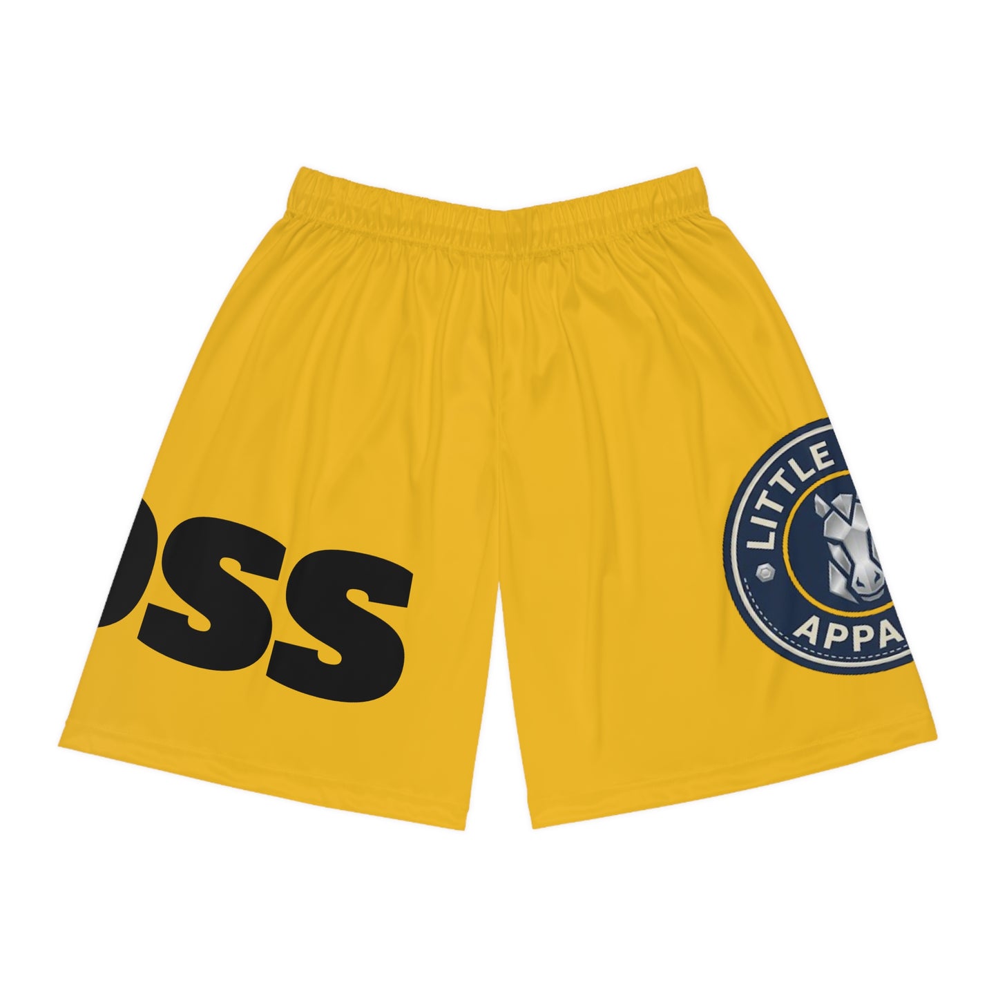Basketball Shorts — Bold Yellow 'HOSS' All-Over Print Athletic Shorts