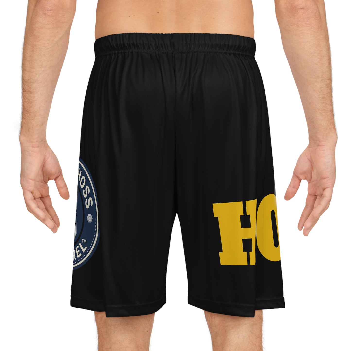 Copy of Basketball Shorts — Bold Yellow 'HOSS' All-Over Print Athletic Shorts
